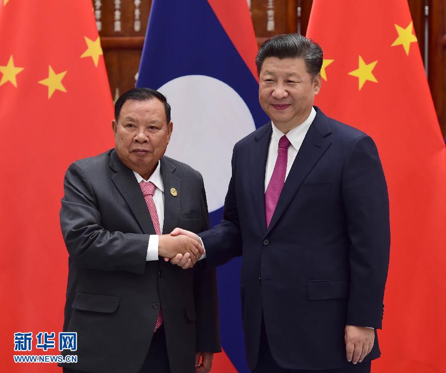 9月2日，國家主席習近平在杭州會見老撾國家主席本揚。新華社記者張鐸攝